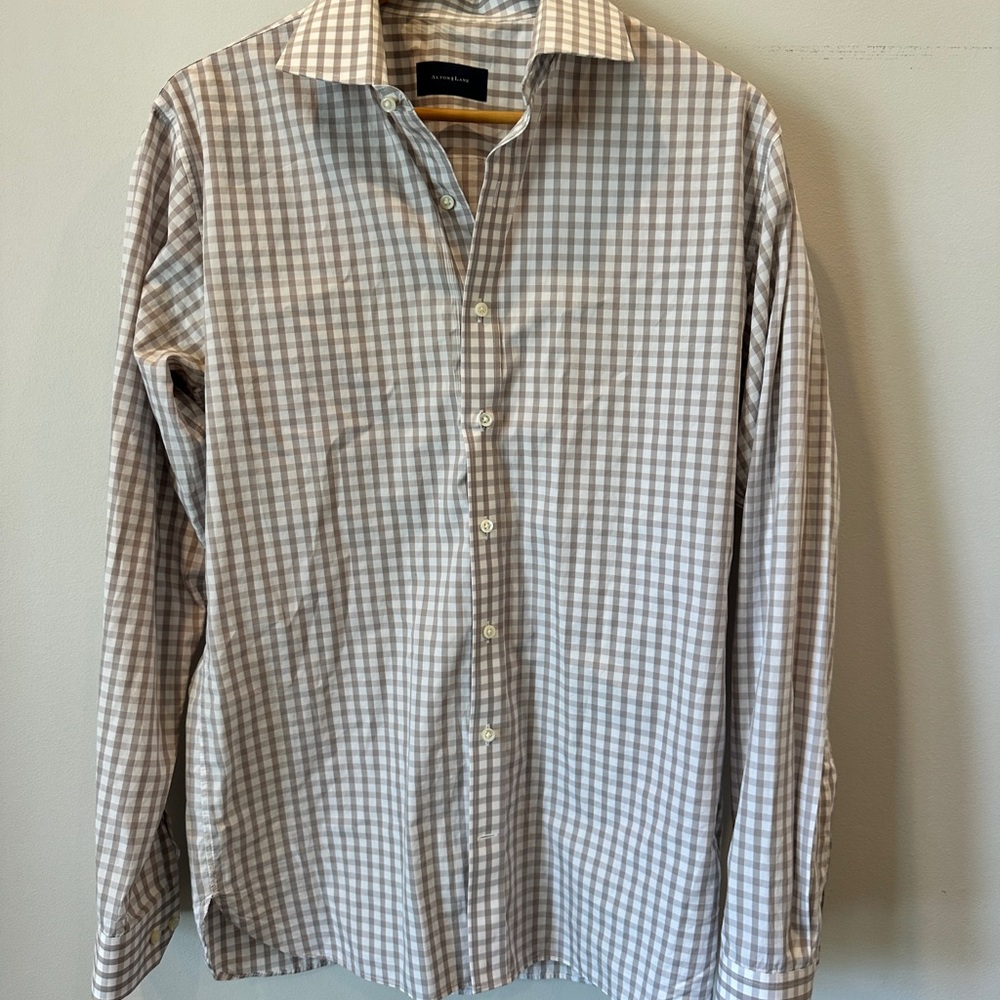 Alton Lane Men's Beige Check Dress Shirt